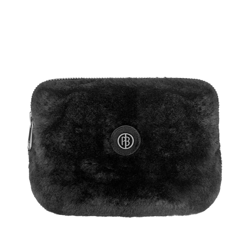 Ski belt bag fake fur bubbly black Pouci