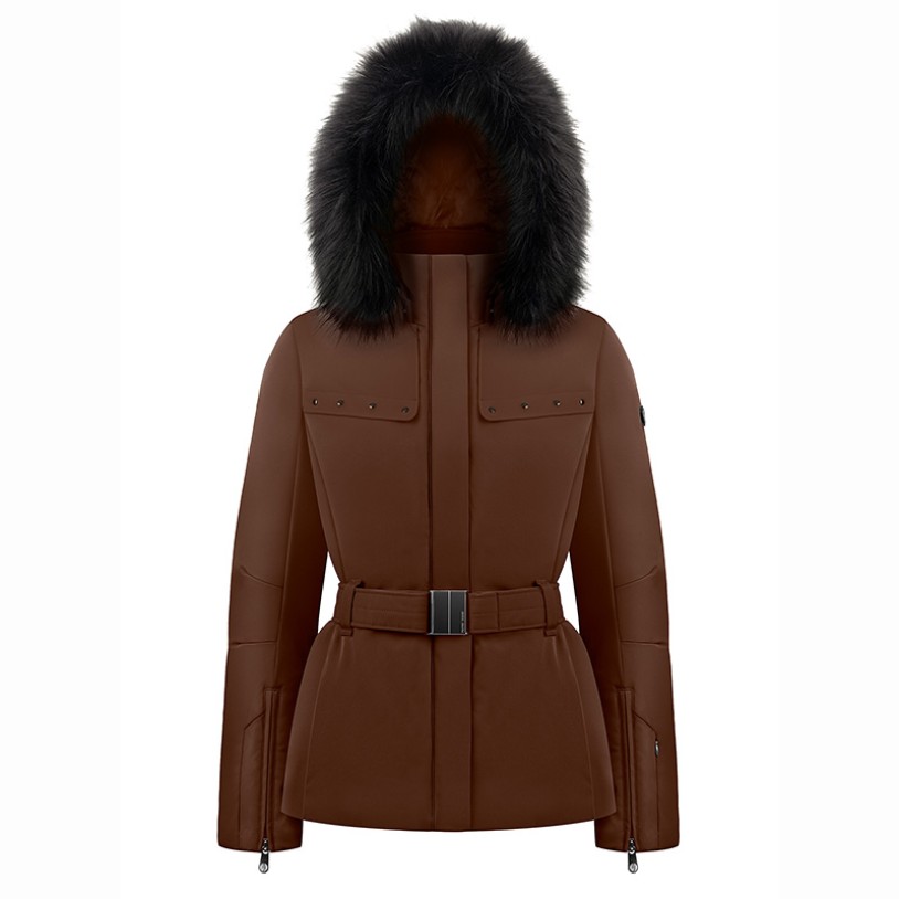 Womens stretch ski jacket choco brown