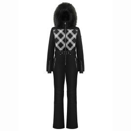 Womens overall cross black with fake fur