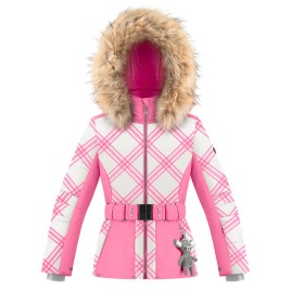 Girls ski jacket cross orchid pink with fake fur