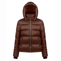 Womens synthetic down ski jacket choco brown