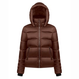 Womens synthetic down ski jacket choco brown