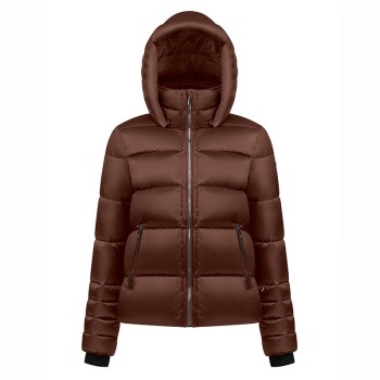 Womens synthetic down ski jacket choco brown