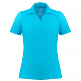 Womens polo t-shirt cream blue (recycled)