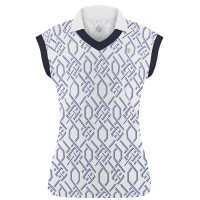 Womens polo shirt diamond white/blue