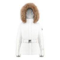 Girls ski jacket with fake fur white Joana