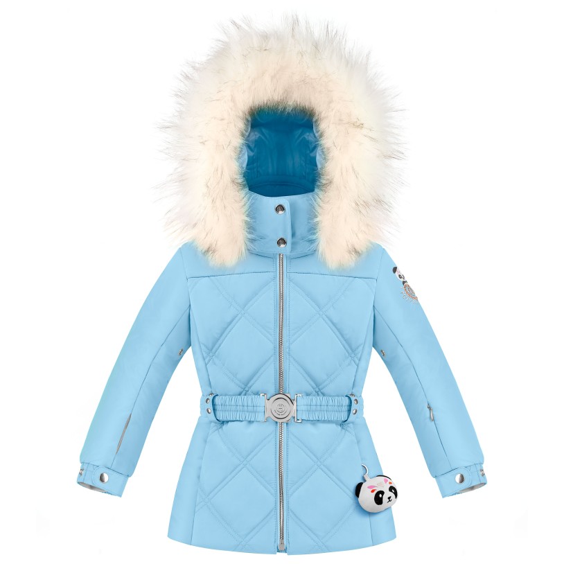 Girls ski jacket starlight blue with fake fur