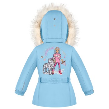 Girls ski jacket starlight blue with fake fur