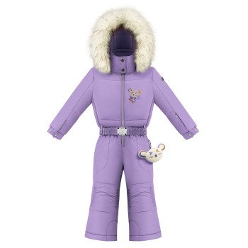Girls overall lavender purple Joyce with fake fur