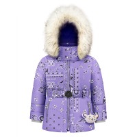 Girls synthetic down ski jacket paisley purple June
